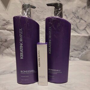 Keratin Complex Blondshell Shampoo/Conditioner set with Infuser